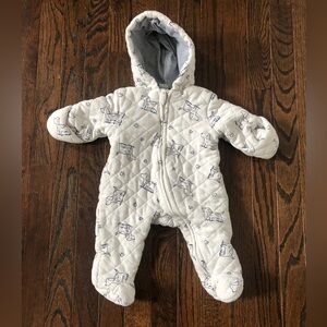 Little Me Baby 3-6M Cream Quilted Warm Hooded Bunting Suit w/Dog/Puppy Print